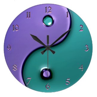 Yin Yang Clock in Lavender and Aqua