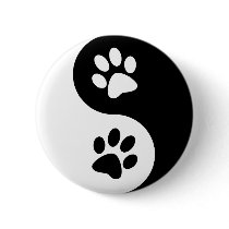 Yin Yang Dog Paws Pinback Buttons