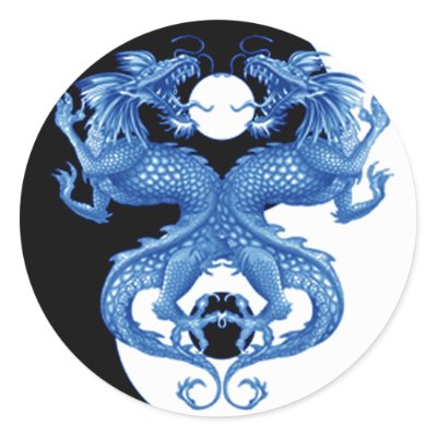Yin Yang Dragon 2 Round Sticker by fstasu52. In East Asian thought, 