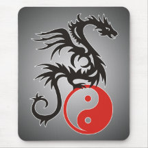 Yin & Yang Dragon | black fadeIN Mouse Pads