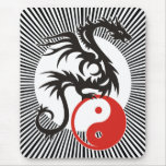 Yin &amp; Yang Dragon | black sunny stripes Mousepads