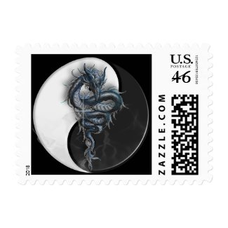 Yin Yang Dragon Postage Stamp stamp