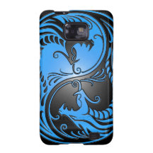 Yin Yang Dragons, blue and black Samsung Galaxy Cases