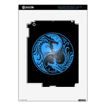 Yin Yang Dragons, blue and black iPad 3 Decal