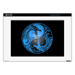 Yin Yang Dragons, blue and black Laptop Decal