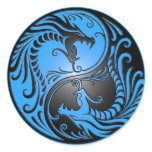 Yin Yang Dragons, blue and black Stickers