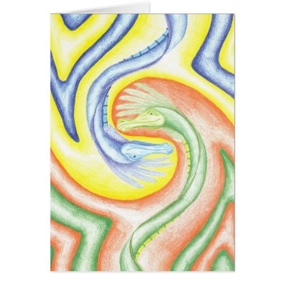 Yin Yang Dragons Card by slvr0drgn