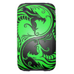 Yin Yang Dragons, green and black Tough iPhone 3 Cases