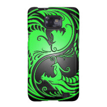 Yin Yang Dragons, green and black Samsung Galaxy Case