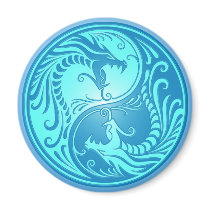 Yin Yang Dragons, light blue Magnets
