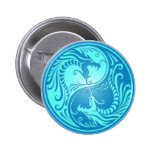 Yin Yang Dragons, light blue Pinback Button