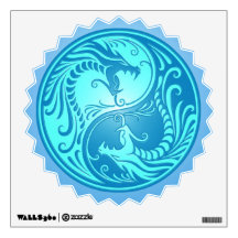 Yin Yang Dragons, light blue Wall Stickers