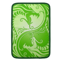 Yin Yang Dragons, light green MacBook Sleeves