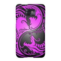 Yin Yang Dragons, purple and black Samsung Galaxy Cases