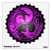 Yin Yang Dragons, purple and black Wall Stickers