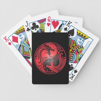 Yin Yang Dragons, red and black Bicycle Card Deck