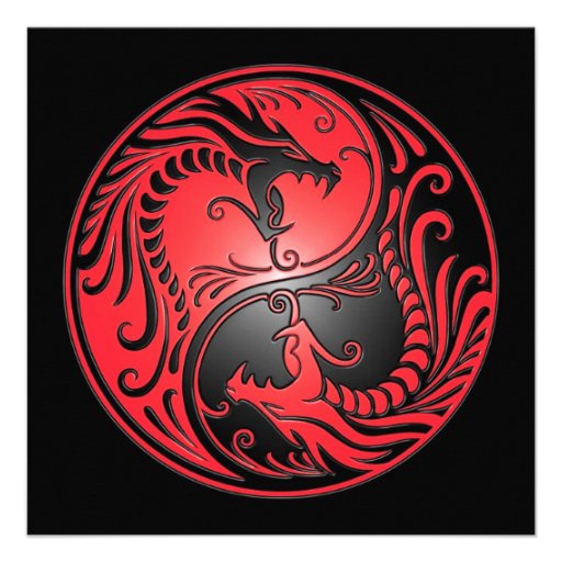 Yin Yang Dragons, red and black Custom Announcement