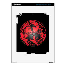 Yin Yang Dragons, red and black iPad 3 Decals