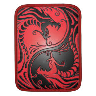 Yin Yang Dragons, red and black iPad Sleeves