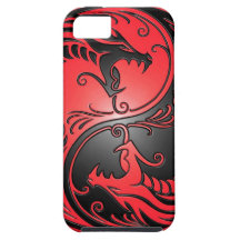 Yin Yang Dragons, red and black iPhone 5 Case