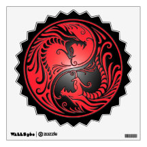 Yin Yang Dragons, red and black Wall Skin