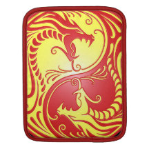 Yin Yang Dragons, red and yellow iPad Sleeves
