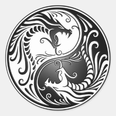 Yin Yang Dragons Stickers