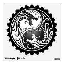 Yin Yang Dragons, white and black Wall Skins