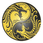 Yin Yang Dragons, yellow and black Sticker