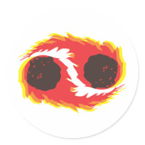 yin yang fire meteor shower round stickers
