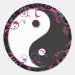 Yin & Yang Floral Design Round Stickers