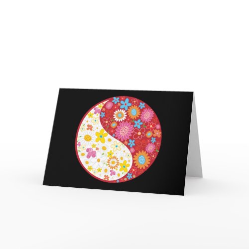 Yin Yang Flowers Greeting Card card