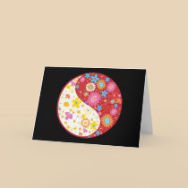 Yin Yang Flowers Greeting Card