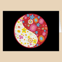 Yin Yang Flowers Greeting Card cards