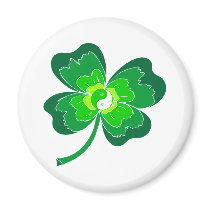 Yin Yang Four Leaf Clover Fridge Magnets