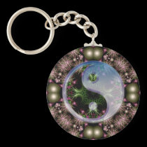 Yin Yang Fractal Wreath Keychain