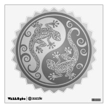 Yin Yang Geckos, Stainless Steel Effect Wall Sticker