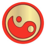 Yin Yang Gold & Red Sticker