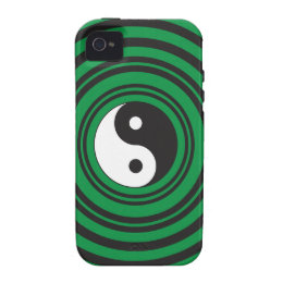 Yin Yang Green Concentric Circles Ripples Rings iPhone 4 Covers
