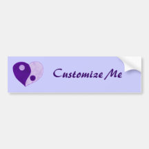 Yin Yang Heart (Purple/Lilac) Bumper Stickers