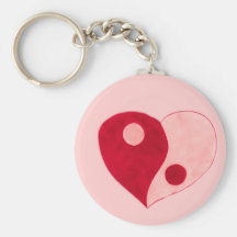 Yin Yang Heart (Red/Pink) Keychain