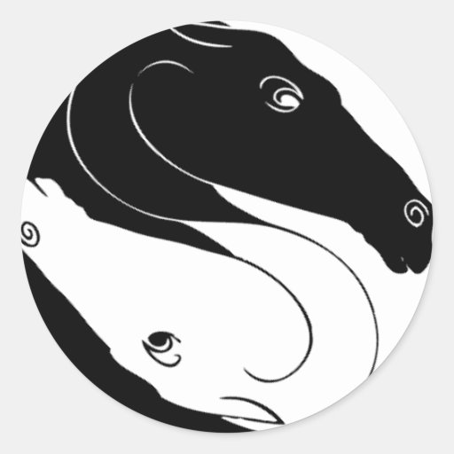 Yin Yang Horse Heads Classic Round Sticker Zazzle