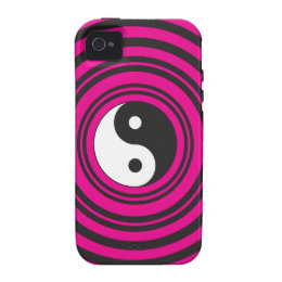Yin Yang Hot Pink Black Concentric Circles Case-Mate iPhone 4 Cover