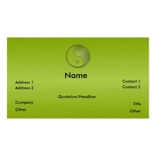 Yin Yang in Green Sandstone Profile Card Business Card Templates (front side)