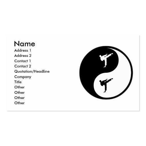 Yin Yang Karate Business Cards (front side)