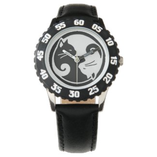 yin yang kitties wrist watch