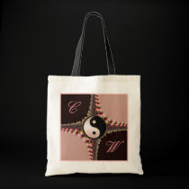 Yin Yang Monogram Pink+Black Fractal Lace Bag bags