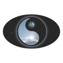 Yin Yang Moon Sun Oval Sticker