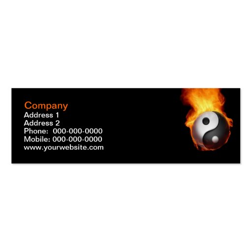 Yin Yang on Fire Business Card (front side)