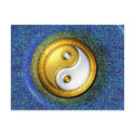Yin-Yang Postcard, Golden Ring and Blue mosaic by MAMJODH Yin-Yang Postcard, Golden Ring and Blue mosaic